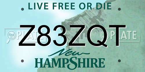 Z83ZQT New Hampshire License Plate