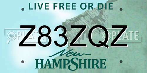 Z83ZQZ New Hampshire License Plate