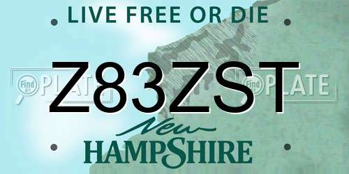 Z83ZST New Hampshire License Plate