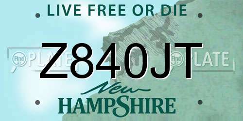 Z840JT New Hampshire License Plate