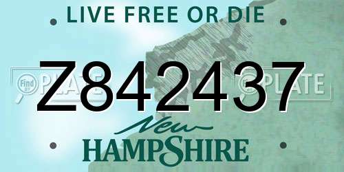 Z842437 New Hampshire License Plate