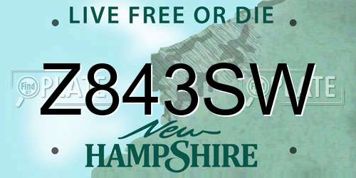 Z843SW New Hampshire License Plate