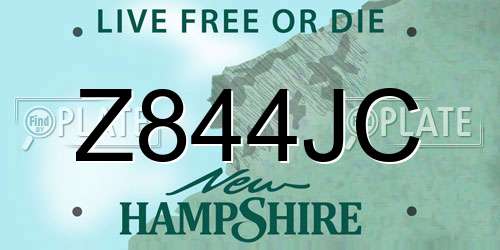 Z844JC New Hampshire License Plate