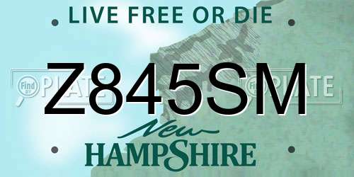 Z845SM New Hampshire License Plate