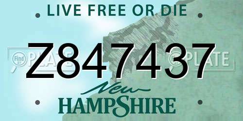 Z847437 New Hampshire License Plate