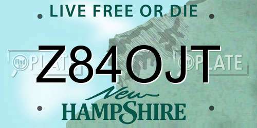 Z84OJT New Hampshire License Plate
