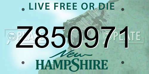 Z850971 New Hampshire License Plate