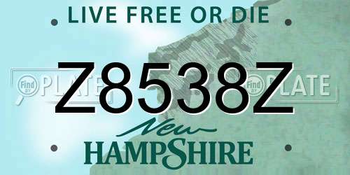 Z8538Z New Hampshire License Plate