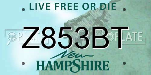 Z853BT New Hampshire License Plate