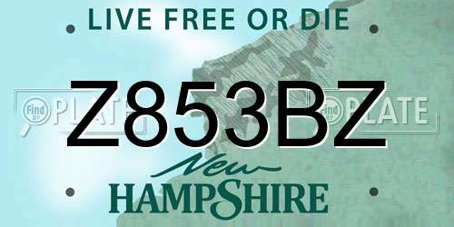 Z853BZ New Hampshire License Plate