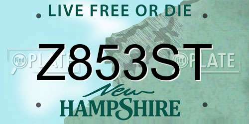 Z853ST New Hampshire License Plate