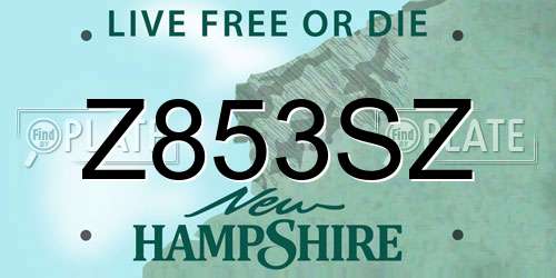 Z853SZ New Hampshire License Plate