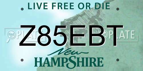 Z85EBT New Hampshire License Plate