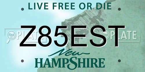 Z85EST New Hampshire License Plate