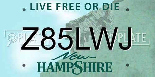 Z85LWJ New Hampshire License Plate