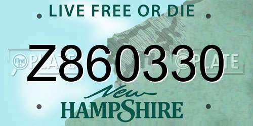 Z860330 New Hampshire License Plate