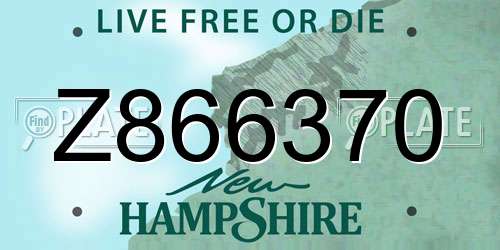 Z866370 New Hampshire License Plate