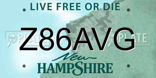 Z86AVG New Hampshire License Plate