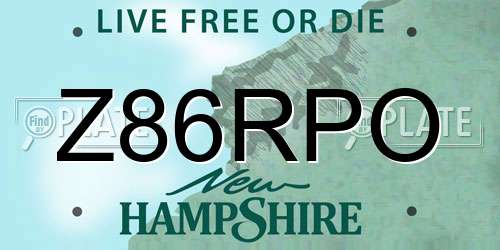 Z86RPO New Hampshire License Plate