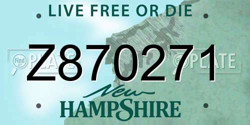 Z870271 New Hampshire License Plate