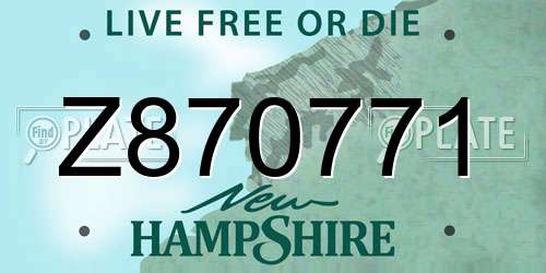 Z870771 New Hampshire License Plate