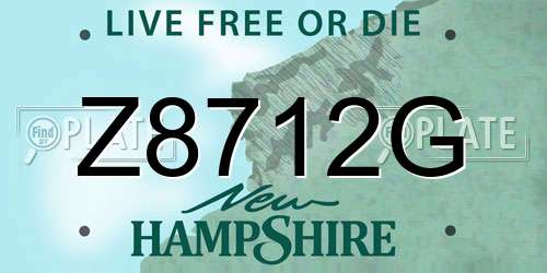 Z8712G New Hampshire License Plate