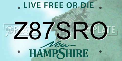 Z87SRO New Hampshire License Plate
