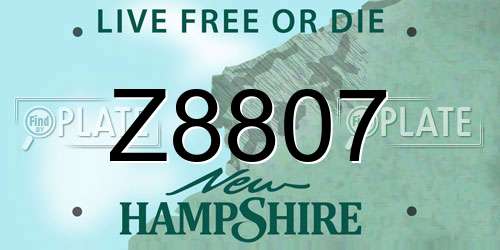 Z8807 New Hampshire License Plate