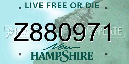 Z880971 New Hampshire License Plate