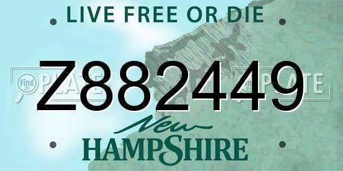 Z882449 New Hampshire License Plate