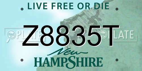 Z8835T New Hampshire License Plate