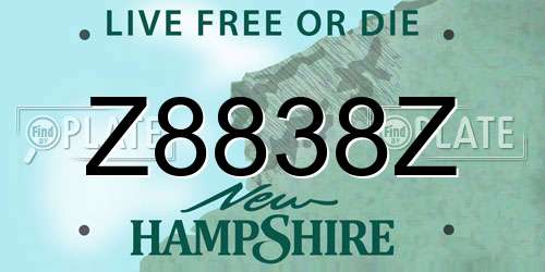 Z8838Z New Hampshire License Plate