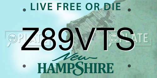 Z89VTS New Hampshire License Plate