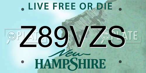 Z89VZS New Hampshire License Plate