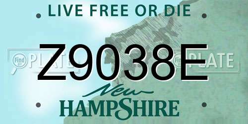 Z9038E New Hampshire License Plate