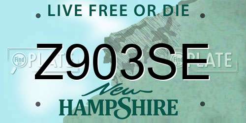 Z903SE New Hampshire License Plate