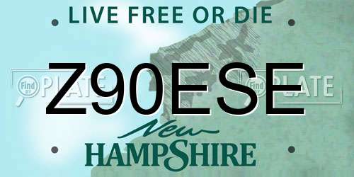 Z90ESE New Hampshire License Plate