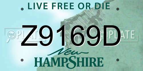 Z9169D New Hampshire License Plate
