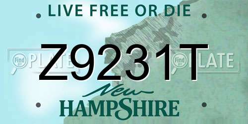 Z9231T New Hampshire License Plate