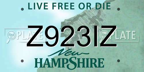 Z923IZ New Hampshire License Plate