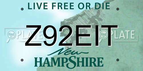 Z92EIT New Hampshire License Plate