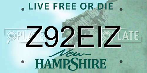 Z92EIZ New Hampshire License Plate