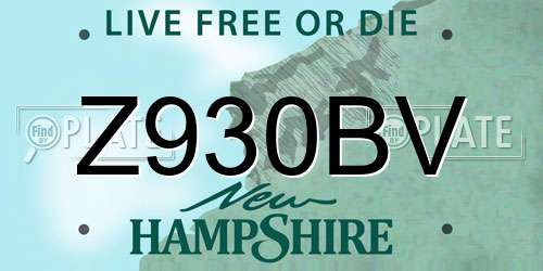 Z930BV New Hampshire License Plate