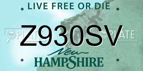 Z930SV New Hampshire License Plate