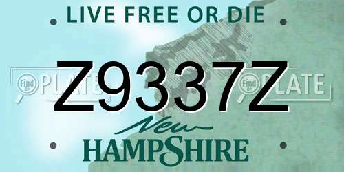 Z9337Z New Hampshire License Plate