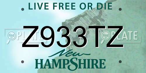 Z933TZ New Hampshire License Plate