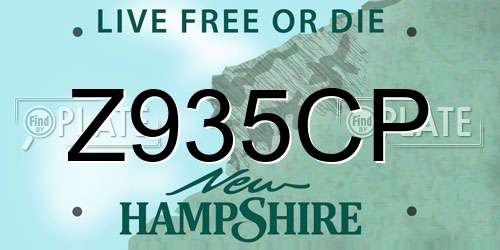 Z935CP New Hampshire License Plate