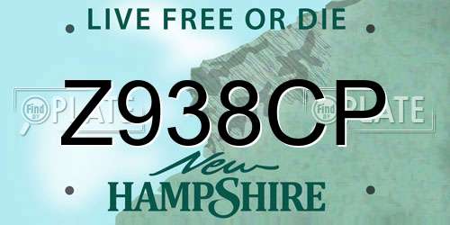 Z938CP New Hampshire License Plate