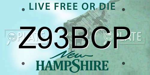 Z93BCP New Hampshire License Plate