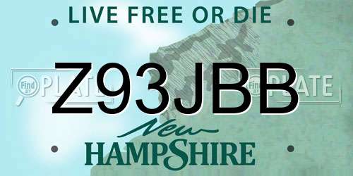 Z93JBB New Hampshire License Plate